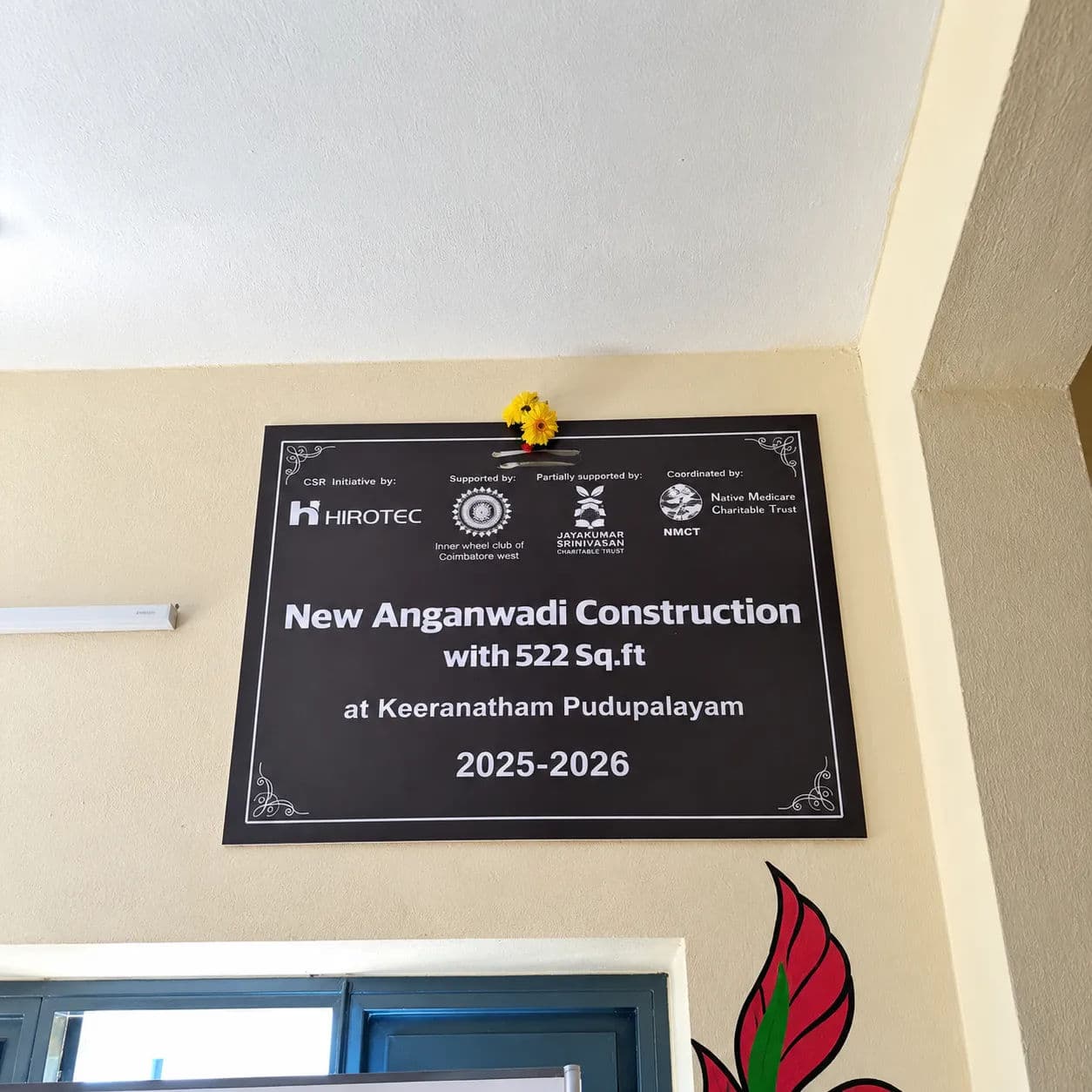 New anganwadi construction partial sponsorer along with inner wheel club of coimbatore west