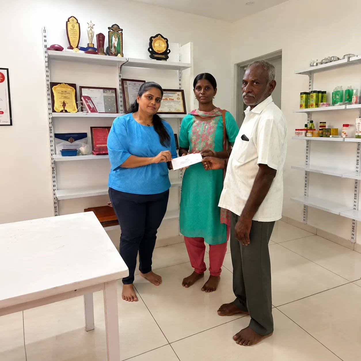 Educational support for the third year examination fees for a college girl